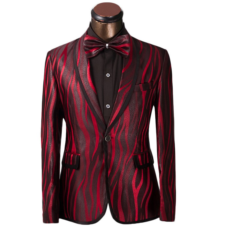 Mens Red and Black Tuxedo Suit Luxury Zebra Design Attire Coat and ...