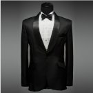 Mens Black Classic Tuxedo Suit Luxury Design Attire Coat and Pants S, M , L