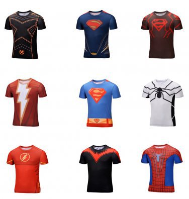 $16 EACH Marvel Superhero Compressed fitting shirts 9 Choices Superman Spiderman Flash Red SALE