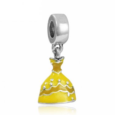 Princess Belle Yellow Dress Silver Pendant Charm for Pandora Bracelet $1 Shipping