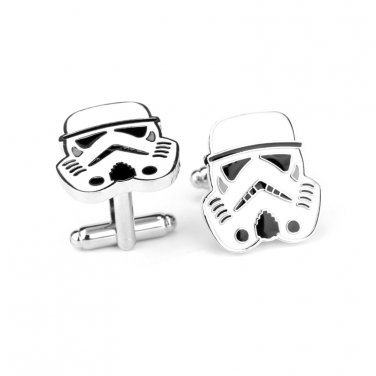 Storm Trooper White Enamel Cufflinks Star Wars Pair / Set