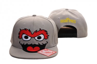 Oscar The Grouch Baseball Cap hat Snapback Sesame Street Adult Gray-NEW