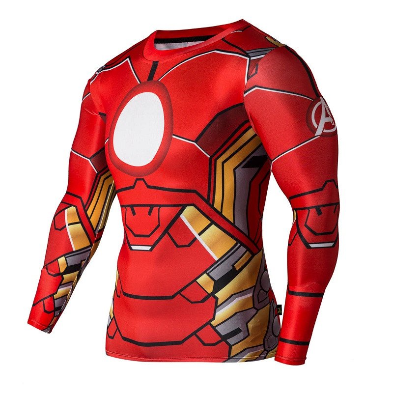 Iron Man Avengers Armored Compressed Superhero Long Sleeve Shirt Marvel ...