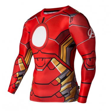 Iron Man Avengers Armored Compressed Superhero Long Sleeve Shirt Marvel DC M TO XXL NEW