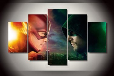 The Flash Movie Marvel and Green Arrow 5pc Wall Decor Framed Oil Painting Superhero