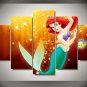 The Little Mermaid Ariel Disney Princess 5pc Wall Decor Framed Oil Painting Cartoon