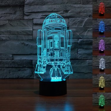 R2D2 3D LED Light Lamp Tabletop Decor 7 Colors -Star Wars Character