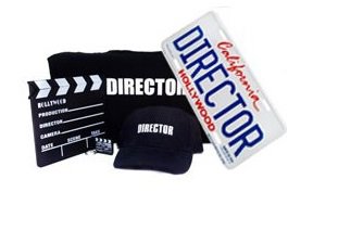 Directors Theme Gift Set Hollywood Gift Pack Shirt, Hat, Clapboard, lic plate