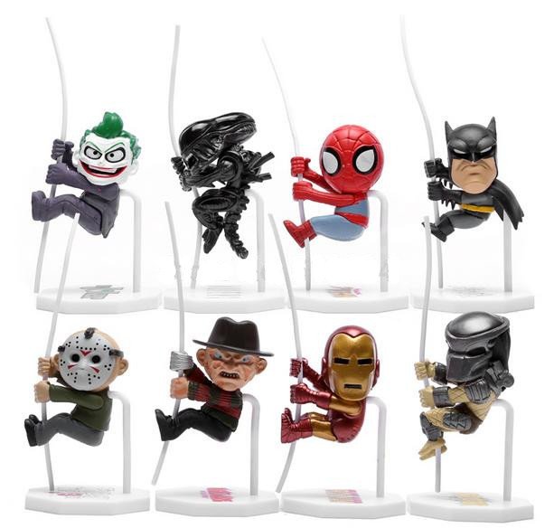 8pcs Freddy Jason Joker Batman Alien Batman Climbing Action Figures