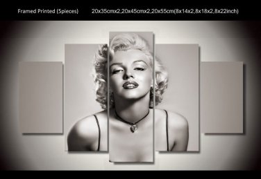 Marilyn Monroe Framed 5pc Oil Painting Wall Decor 3 Hollywood Movie Celebrity Art