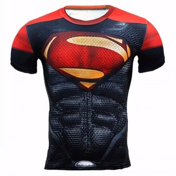 Superman  Red Black Compressed Short sleeve fitting shirts Adult Size Design