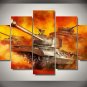 War of Tanks Gaming 5pc Wall Decor Framed Oil Painting Bedroom Art