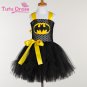 Batman Black Yellow Tutu Dress Kids Girls Ball Gown 2T,3T,4T,5,6,7,8,9,10,11,12