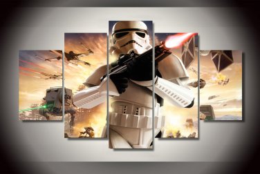 Star Wars Movie Storm Trooper Character 5pc Wall Decor Framed Oil Painting HD