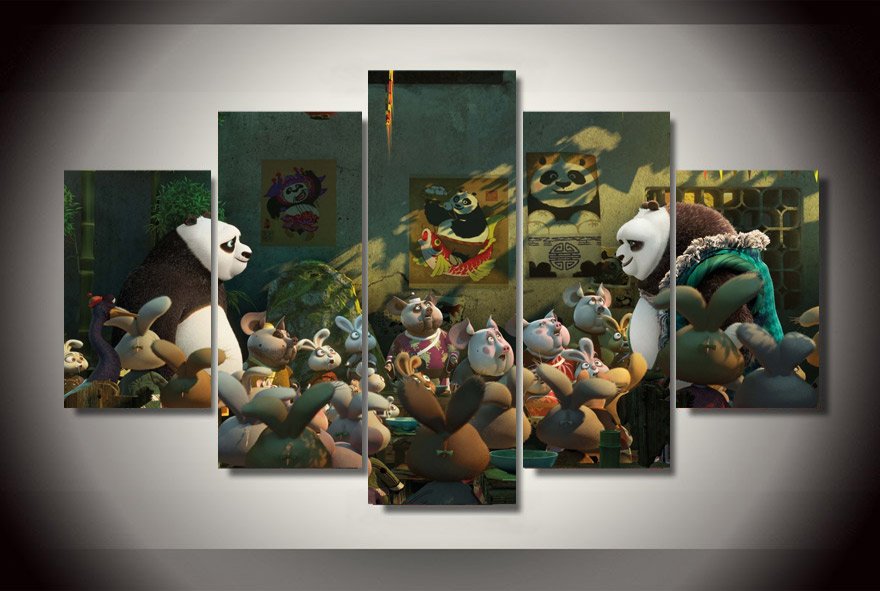 Kung-Fu Panda Movie 5pc Wall Decor Framed Oil Painting HD Cartoon