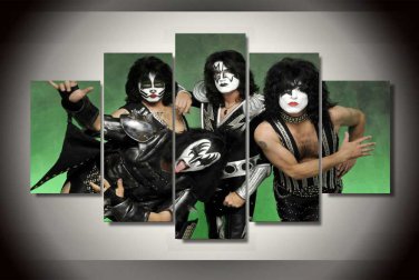 Kiss Band 5pc Wall Decor Framed Oil Painting Hollywood Music Artist