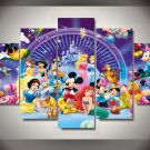Disney Magic  Castle Characters Framed 5pc Oil Painting Wall Decor HD