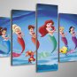 Ariel Little Mermaid Sirenita queue Disney cartoon Framed 5pc Oil Painting Wall Decor HD