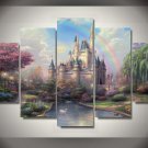 Cinderella's Castle Magical Rainbow 5pc Wall Decor Framed Oil Painting Disney Princess
