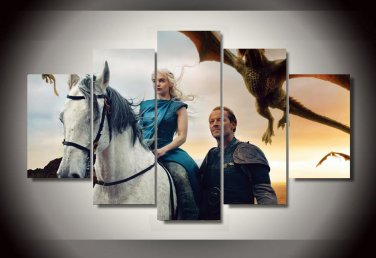 Game of Thrones Movie HD 5pc Wall Decor Framed Oil Painting