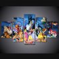 Disney Princess and Group Characters HD Framed 5pc Oil Painting Wall Decor Cartoon