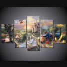 Beauty and the Beast Castle Disney HD 5pc Wall Decor Framed Oil Painting