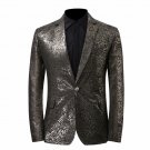 Charcoal Snake print Single Breasted Tuxedo Suit Jacket Coat, Music Artists XS to 6xl