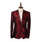 Mens Red and Black Flower Print Tuxedo Suit Jacket Coat