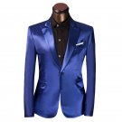 Shiny Blue Slim Fit Single Breasted Tuxedo Suit Luxury Attire Coat, Pants and Tie -M to 4xl