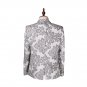 Mens White and Gray Flower Print Tuxedo Suit Jacket Coat