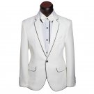 Classic White Hollywood Single Breasted Tuxedo Suit Luxury Attire Coat, Pants and Tie -XS to 6xl