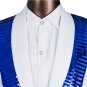 Show Stopper White Blue Sequence Single Breasted Tuxedo Suit Luxury Coat, Pants -XS to 6xl