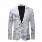 Paris Elegance Print  Mens Single Breasted Tuxedo Suit Jacket Coat