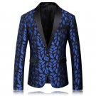 Mens Black and Blue Floral Design Tuxedo Suit Attire Coat and Pants M to 4xl Sale Ends SOON