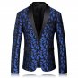 Mens Black and Blue Floral Design Tuxedo Suit Attire Coat and Pants M to 4xl Sale Ends SOON