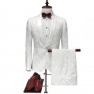 Mens White Floral Tuxedo Suit Luxury Attire Coat and Pants M to 4xl Sale Ends SOON