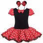 Minnie Mouse Tutu Red Polka dot Dress Kids Girls + Headband 12M-Size 7