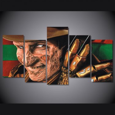 Freddy Krueger Nightmare on Elm Street 5pc Wall Decor Framed  Oil Painting Horror