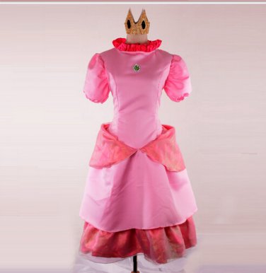 Princess Peach Super Mario Adult Female Character Costume Dress