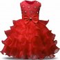 Stunning Flower Print Bow Fashion Princess Girls Child Ball Gown RED  6M-8