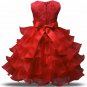 Stunning Flower Print Bow Fashion Princess Girls Child Ball Gown RED  6M-8