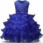 Stunning Flower Print Bow Fashion Princess Girls Child Ball Gown Blue 6M-8