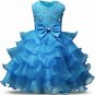 Stunning Flower Print Bow Fashion Princess Girls Child Ball Gown Sky Blue 6M-8