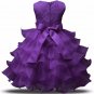 Stunning Flower Print Bow Fashion Princess Girls Child Ball Gown Dark Purple 6M-8