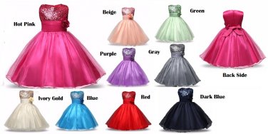 Beautiful Sequin Fashion Princess Girls Child Ball Gown 6M-10