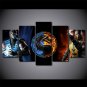 Mortal Kombat Double Fighter Gaming Logo Canvas Painting 5pc Framed Oil Painting Bedroom art HD