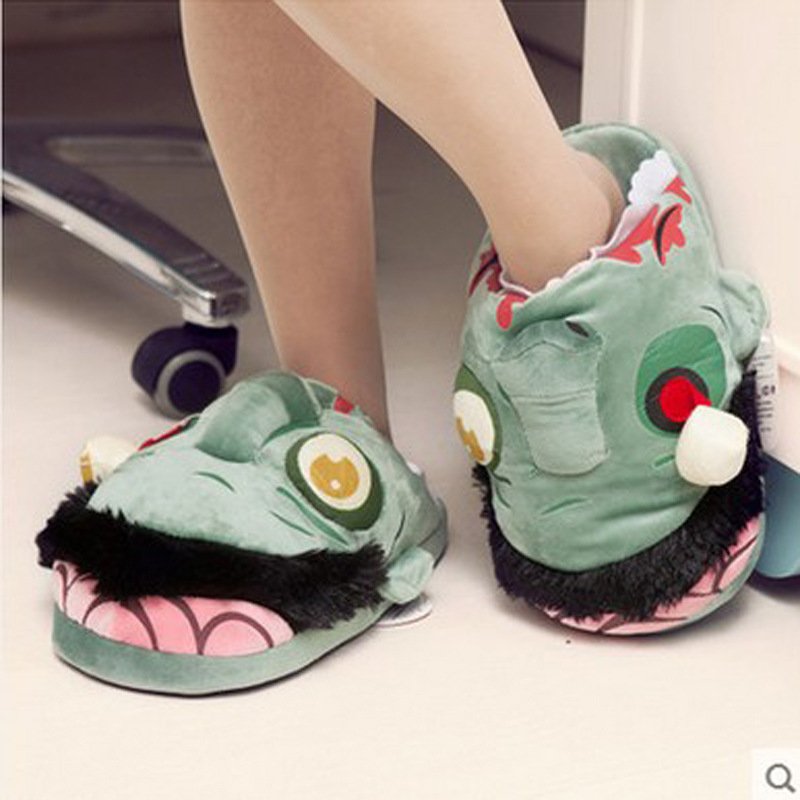 Zombie Eye Popping Plush Slippers Horror Film Movie apparel Unisex