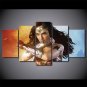 Wonder Woman Superhero Movie Action Canvas HD Wall Decor 5PC Framed oil Painting Art