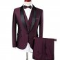 Men Red Wine Hollywood Tuxedo Suit Luxury Design Attire Jacket, Vest, pants -S to 4XL