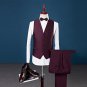Men Red Wine Hollywood Tuxedo Suit Luxury Design Attire Jacket, Vest, pants -S to 4XL
